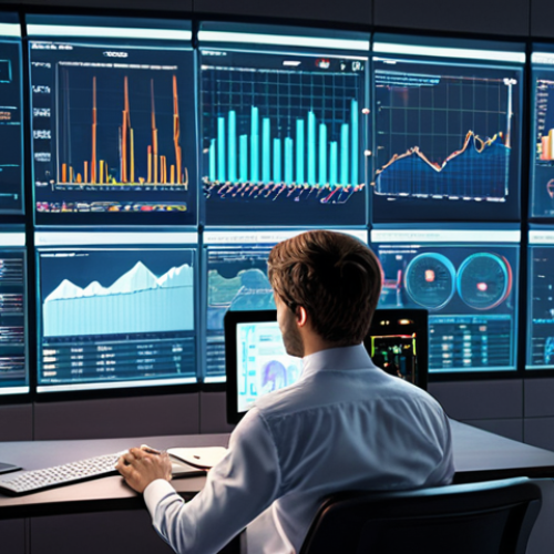 Home 4 **
A futuristic office setting. An AI financial analyst, depicted as a holographic display, is analyzing real-time market data with charts and graphs. A human financial advisor is consulting the AI, using the information to make an investment decision. The scene should convey both the speed and complexity of AI analysis and the collaboration between AI and human expertise.
**